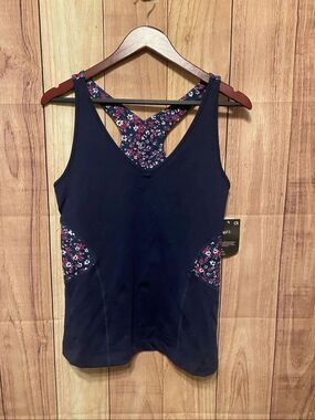 Gap Fit Large NWT active wear tank top athletic blue pink floral